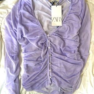 Zara sheer ruched top